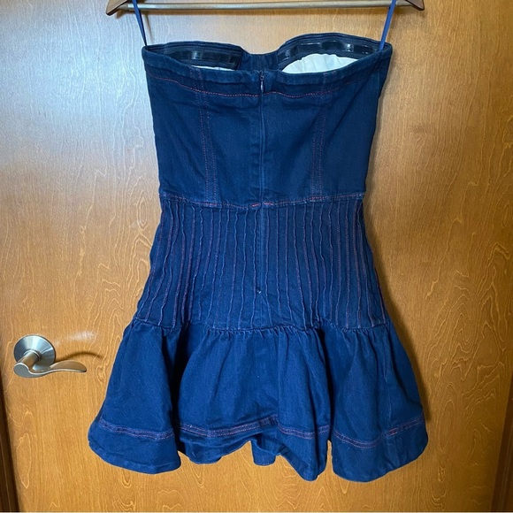 Maeve Rosette Strapless Fit & Flare Denim Mini Dress- missing the rose! - Picture 2 of 6